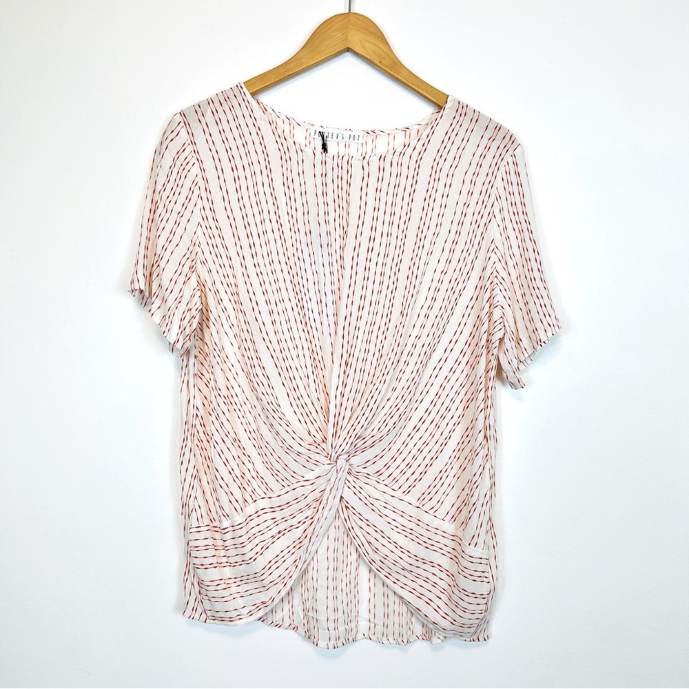 Potter's Pot Linen Blend Twist-front ShortSleeve Top